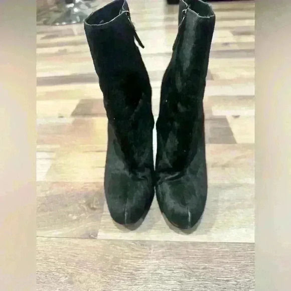 Theory high heel Debra platform high heel ankle boots in black calf hair Sz 38/7 - Picture 2 of 4
